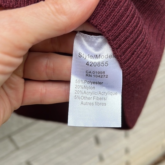 Spanner Burgundy/Wine Mock Neck Knit Sweater S - Picture 6 of 9